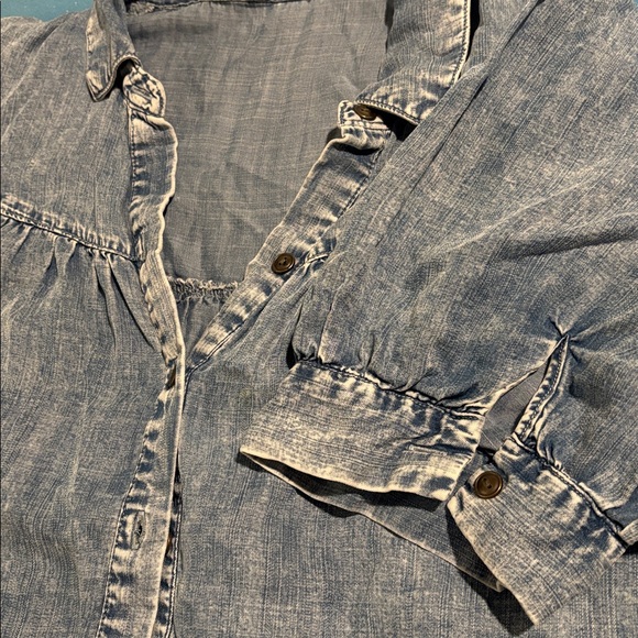 Jane and Delancey Light Blue Denim Blouse - Picture 4 of 4